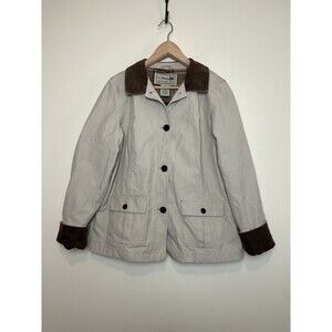 L.L. Bean Women’s Vintage Barn Chore Coat Jacket Tan Flannel Lined size L